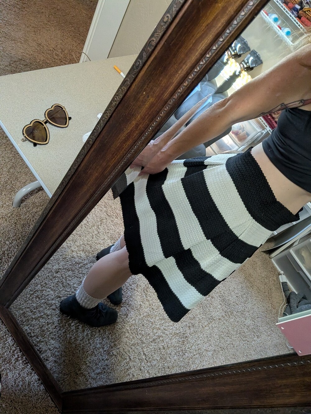 Black And White Striped Skirt